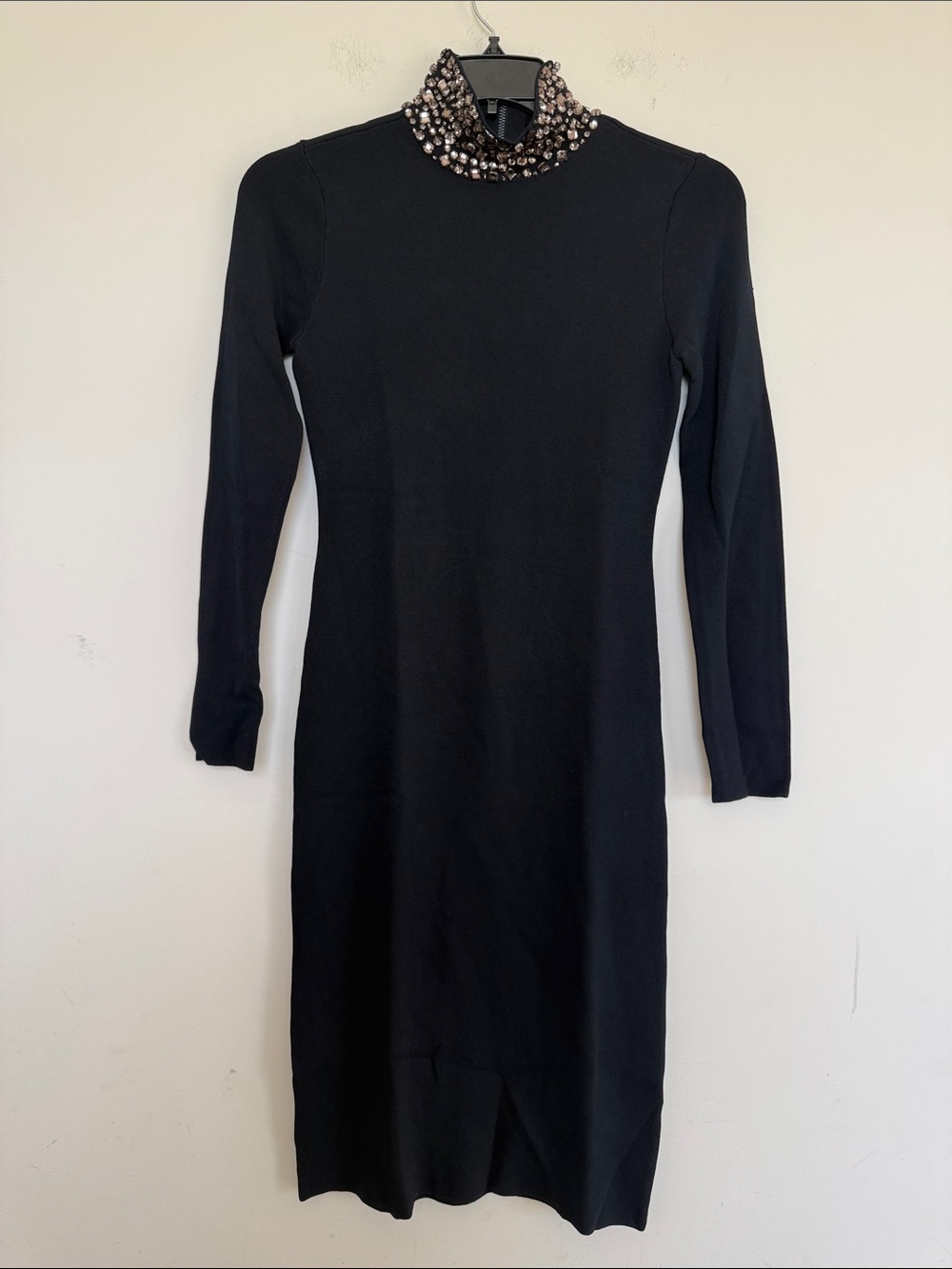 Eliza J Black Long Sleeve Dress with Jeweled Turtleneck